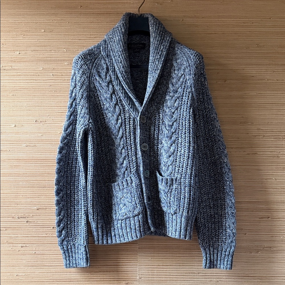 Brooks Brothers Blue Gray Cable Knit Cardigan